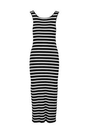 Wild Cashmere Long Knit Dress Silk Viscose - Black/White