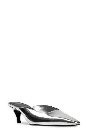 Black Suede Studio Logan Kitten Heel Mule in Silver at Nordstrom, Size 8Us