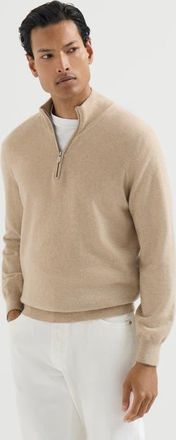 Brunello Cucinelli Cashmere sweater with half zip in Brown at Nordstrom, Size 62