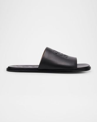 Loewe Mens Flex Anagram Soft Calfskin Slide Sandals