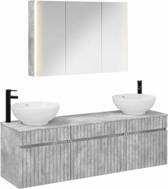 vidaXL Juego De Muebles De Ba&ntilde;o 4 Uds. Gris Hormig&oacute;n Vidaxl