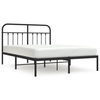 Berkfield Home Metal Bed Frame with Headboard Black 140x200 cm