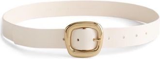 Madewell Puffy Buckle Leather Belt in Ivory at Nordstrom, Size X-Large