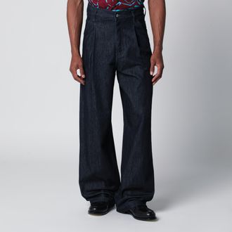 Dries Van Noten Wide-leg indigo blue jeans
