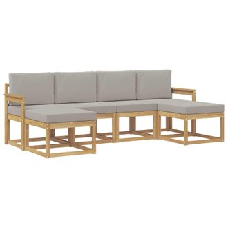 vidaXL Conjunto De Sof&aacute;s De Exterior 6 Pcs Blanco Y Gris Claro Vidaxl