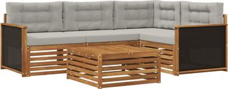 vidaXL Conjunto De Sof&aacute;s De Exterior 5 Uds. Natural Y Gris Claro Vidaxl