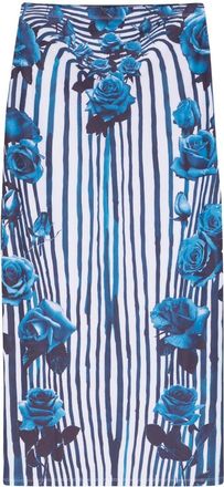 Jean Paul Gaultier floral-print pencil skirt - women - Spandex/Elastane/Polyester - S - White