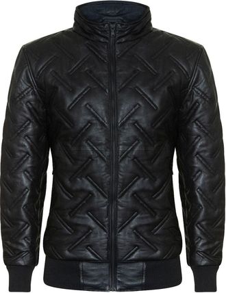 Infinity Leather Mens Quilted Leather Bomber Jacket - Taunton