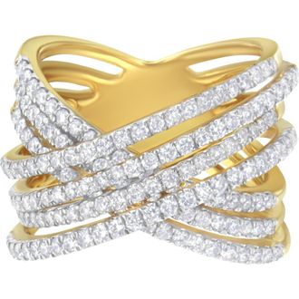 House of Brilliance 10KT Yellow Gold 1 5/8 cttw Diamond Bypass Ring at Nordstrom, Size 7