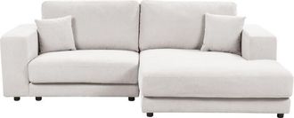 Beliani Sofá esquinero estilo minimalista tapizado en tela con cojines adicionales 3 plazas a la izquierda en color blanco Lofoten