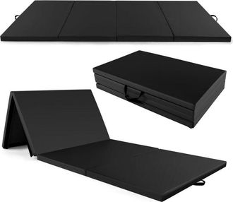 Costway Colchoneta De Ejercicios, Estera Suave De Yoga Plegable De 4 Paneles Con Asas De Transporte, 300 X 117 X 5 Cm Colchoneta De Cuero Pu Para Gimnasia - C