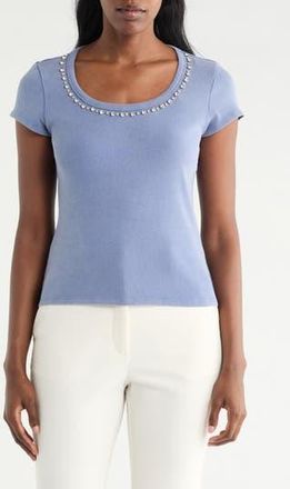 Cyrus Rhinestone Trim T-Shirt in Marlin at Nordstrom Rack, Size X-Large