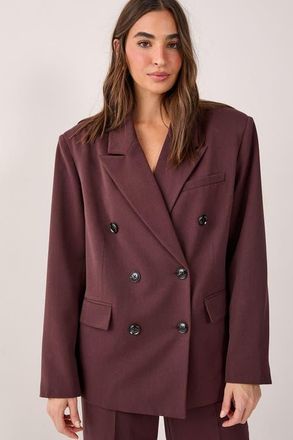 NASTY GAL Double Breasted Oversized Blazer in Chocolate at Nordstrom, Size 12