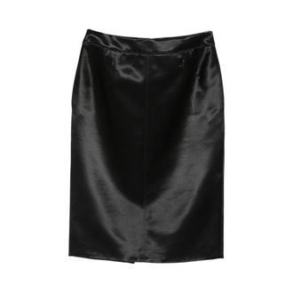 Saint Laurent Rokken, Dames, Zwart, M, Leer, Cassandre Kokerrok