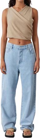 Zulu & Zephyr Linen Blend Tie Top In Camel