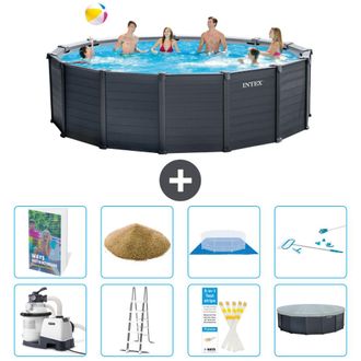 Intex Piscina Graphite Panel Redonda - 478x124 Cm - 9-piezas S580