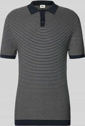 Drykorn Drykorn Slim Fit Strick-Poloshirt in Two-Tone-Machart Modell Triton in Dunkelblau, Gr&ouml;&szlig;e XXL