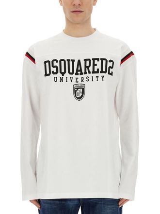 Dsquared2 White Graphic Crew Neck Sweatshirt