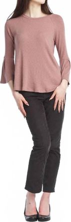 Papillon Bell Sleeves Ribbed A-Line Sweater In Mauve