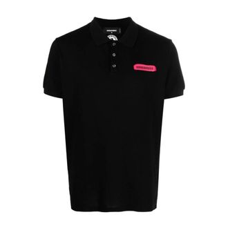 Dsquared2 Polo Shirts, male, Black, Size: L Tennis Logo Polo Shirt