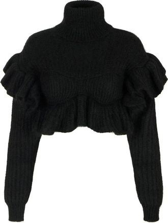 Elisabetta Franchi Pullover in maglia con ruches - - Knitwear - Donna - Nero - S
