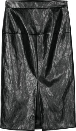 Federica Tosi faux-leather midi skirt - women - Polyurethane/Cotton/Metallic Fibre/Viscose/Polyester - 40 - Black