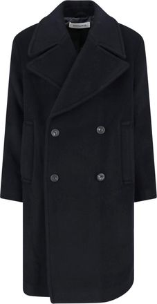 Sunflower Multicolor Double-Breasted Shawl-Lapel Wool-Blend Coat