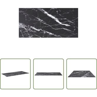 vidaXL Tavolo da pranzo in vetro - Piano Tavolo Nero 100x50 cm 6mm Vetro Temperato Design Marmo