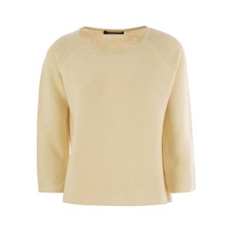 Max Mara Boot-hals Trui - Dames - Ronde hals truien - Beige - L - Katoen - Truien & Vesten