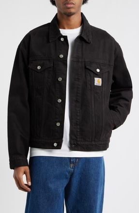Carhartt Work in Progress Everson Denim Trucker Jacket in Everson Black Palisander at Nordstrom, Size Xx-Large