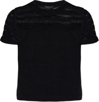 Rag & Bone Britt Short-Sleeve Sweater - Dames - T-shirts - Zwart - XS - Katoen - Tops