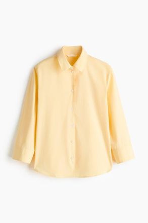H&M Cotton Poplin Shirt in Light Yellow at Nordstrom, Size X-Small