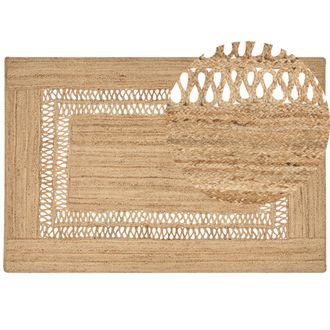 Beliani Beliani - Alfombra De Yute Natural Con Estilo Boho Y Patr&oacute;n Geom&eacute;trico Beige 200 X 300 Cm Yenikoy
