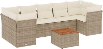 vidaXL Vidaxl - Juego De Sof&aacute;s De Jard&iacute;n Con Cojines Beige 8 Pzas Rat&aacute;n Pe
