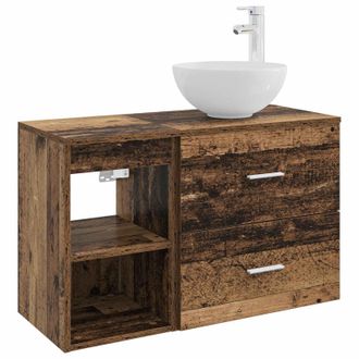 vidaXL Juego De Muebles De Ba&ntilde;o 2 Pcs Madera Envejecida Vidaxl
