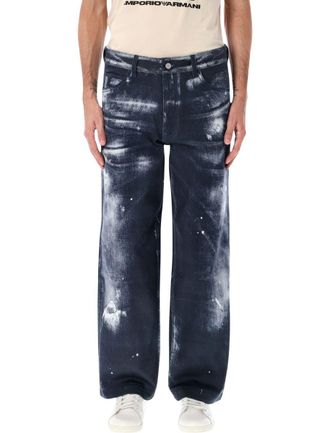 Emporio Armani Organic Cotton Drill Jeans With Used-Effect Print