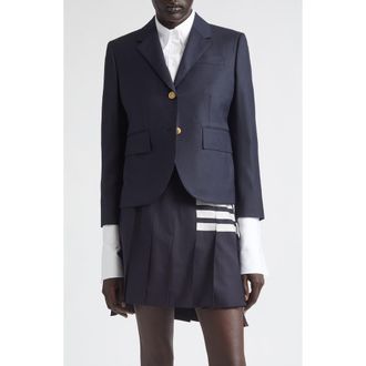 Thom Browne Womens High Armhole Wool Jacket in Navy at Nordstrom, Size 10 Us