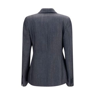 Balenciaga Womens Gray Wool Oves Aries Blazer Clothing