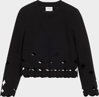 Akris Jersey Dropping Dot Cut-Out Jacket