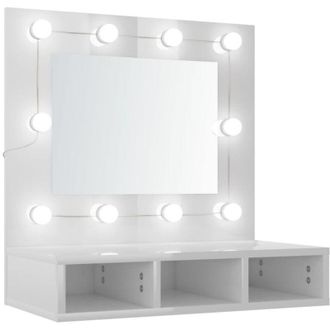vidaXL Mueble Con Espejo Y Luces Led Blanco Brillante 60x31,5x62 Cm Vidaxl