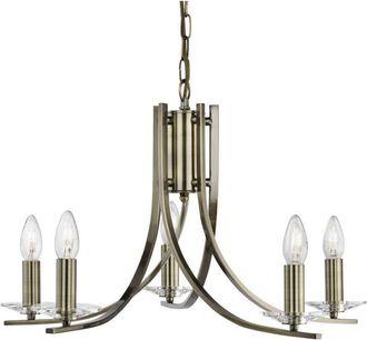 Searchlight Searchlight - Ascona - L&aacute;mpara Colgante De Techo Con M&uacute;ltiples Brazos, 5 Luces, Lat&oacute;n Antiguo, Vidrio, E14