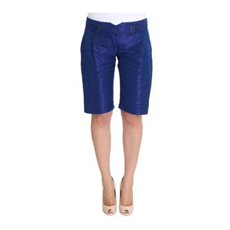 Ermanno Scervino Geplooide Bermuda Shorts - Dames - Korte Broeken - Blauw - XS - Polyester - Korte Broeken