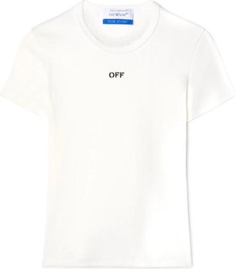 Off-white Off Stamp Ribbed Basic T-shirt - Dames - T-shirts - Wit - S - Katoen - Tops