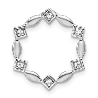 Diamond2Deal 14K White Gold Lab Grown Diamond Round Chain Slide Pendant (0.06ct, VS, G-H)