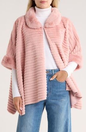 Nanette Lepore Collared Faux Fur Ruana in Pink at Nordstrom Rack