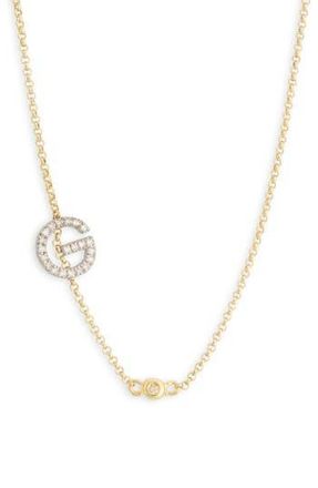 Meshmerise Bezel Diamond Initial Chain Necklace - 0.2ct. in Yellow-G at Nordstrom Rack