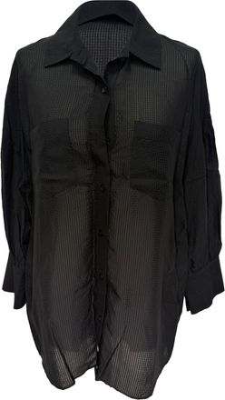 Anine Bing Textured Button-Down Shirt in Black Viscose