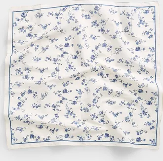Simons Womens Blue-flower 100% cotton scarf