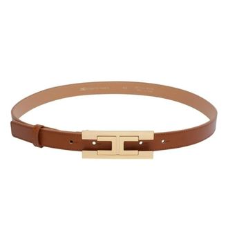 Elisabetta Franchi Belts, female, Brown, Size: M Eco-Leather Belt with Logo Buckle Closure