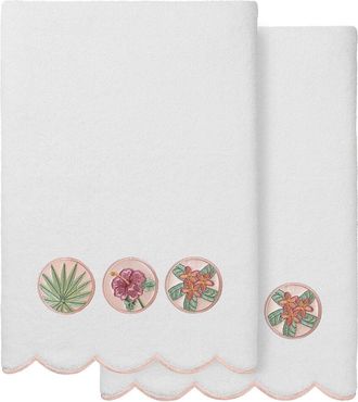 Linum Home Textiles 100% Turkish Cotton Maui Scallop 2Pc Embellished Bath Towel Set